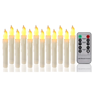LED stearinlys - LED Taper Candles med 10-knappers fjernbetjening - 12 stk.